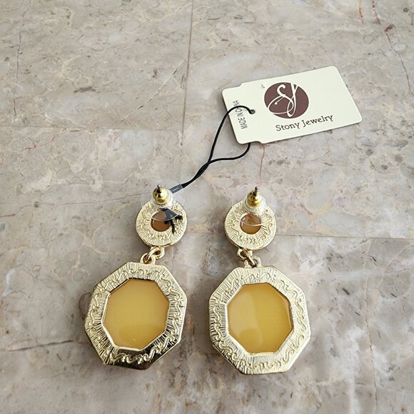 Stony Orange and Yellow Fashion Earrings - Picture 2 of 6